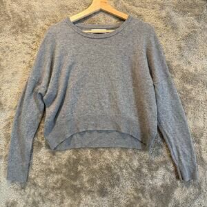 Grana Gray Mongolian Cashmere Crop Sweater L Large